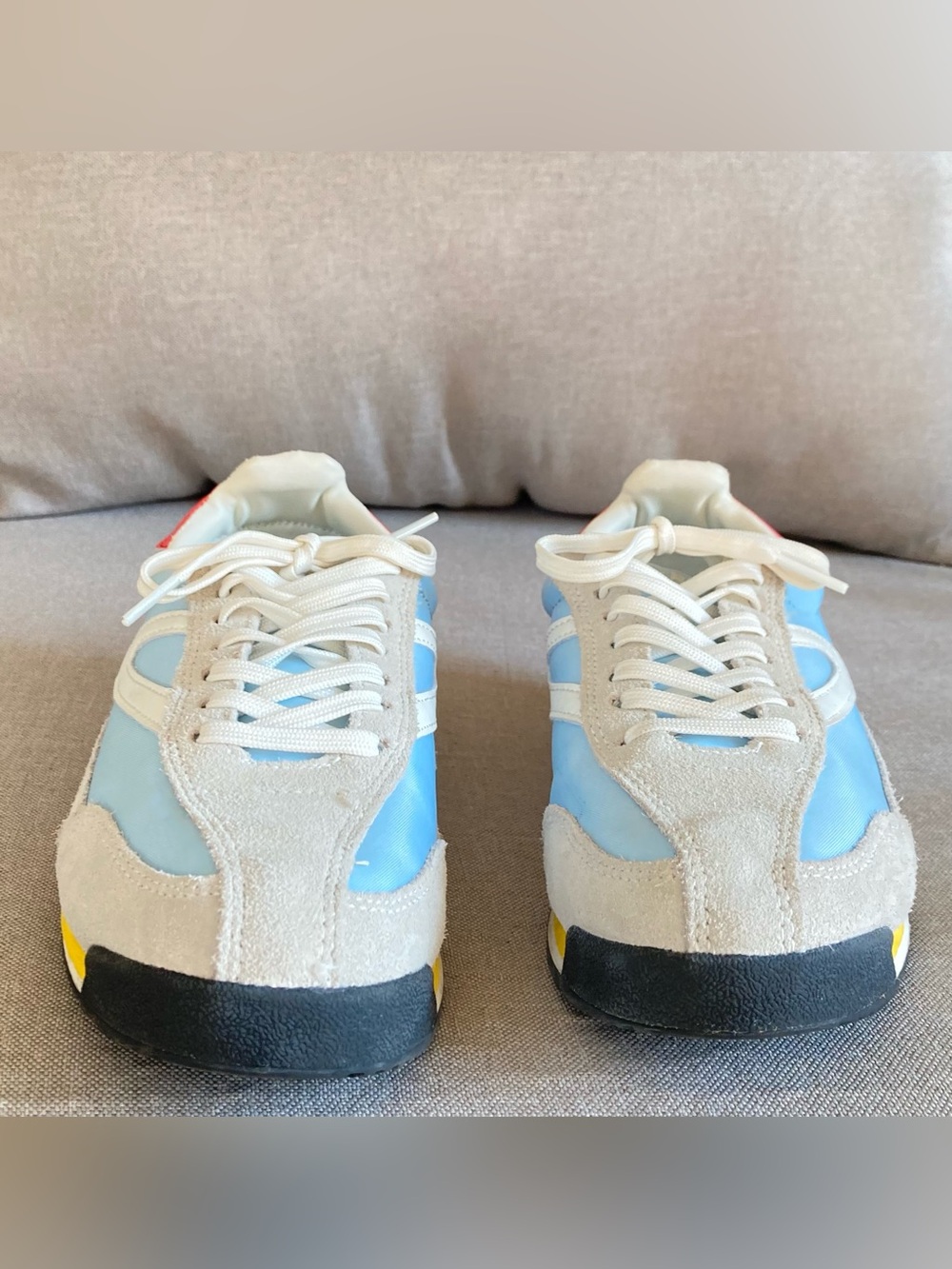 Tretorn Blue White Suede Accent Sneakers with Yellow and Coral Details - Picture 4 of 6
